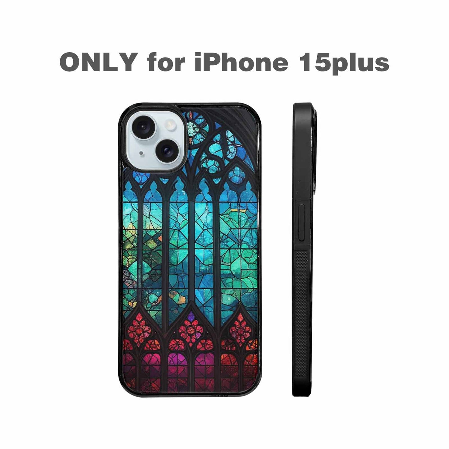 iPhone 15 Plus Case — Stained Glass Cathedral Custom, Unique Phone Case Design