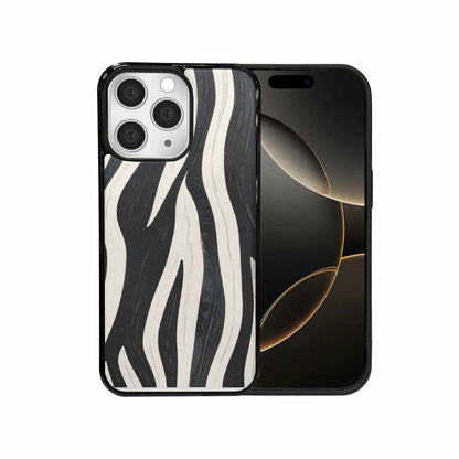 iPhone 15 Pro Max Case — Modern Zebra Stripe Print Crisp Black, Custom Designed Case Cover
