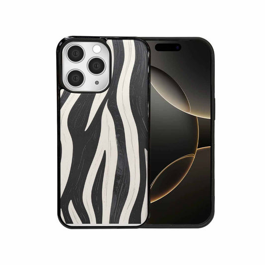 iPhone 15 Pro Max Case — Modern Zebra Stripe Print Crisp Black, Custom Designed Case Cover