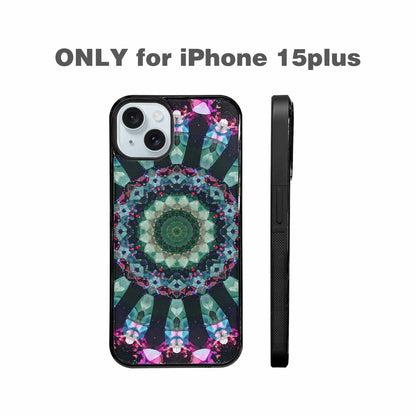 iPhone 15 Plus Case — Crystal Mandala Art Seamless Pattern Vibrant, Original Design Phone Case