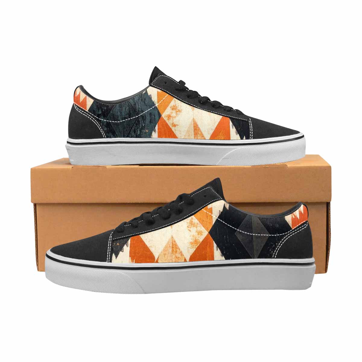 WOMEN'S Southwestern Geometric Diamond Canvas Lace-Up Cottagecore Shoes