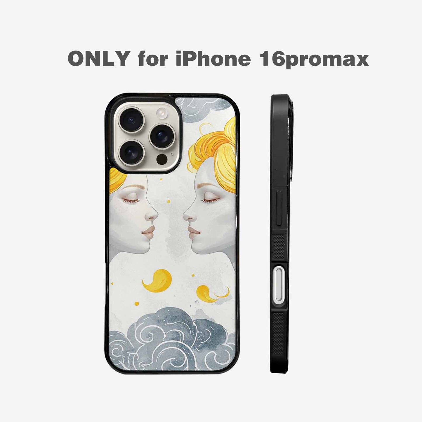 iPhone 16 Pro Max Case — Gemini Twins Zodiac Pattern Seamless Repeat, Custom Printed Phone Case