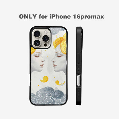 iPhone 16 Pro Max Case — Gemini Twins Zodiac Pattern Seamless Repeat, Custom Printed Phone Case