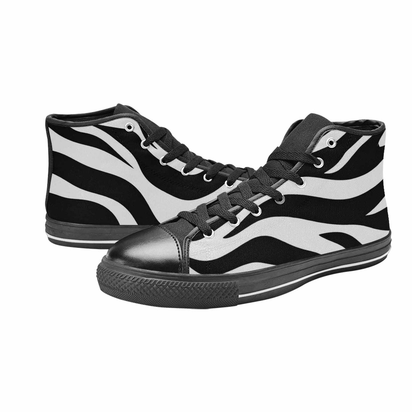 MEN'S Zebra Print Black White High Top Canvas Y2K Custom Shoes