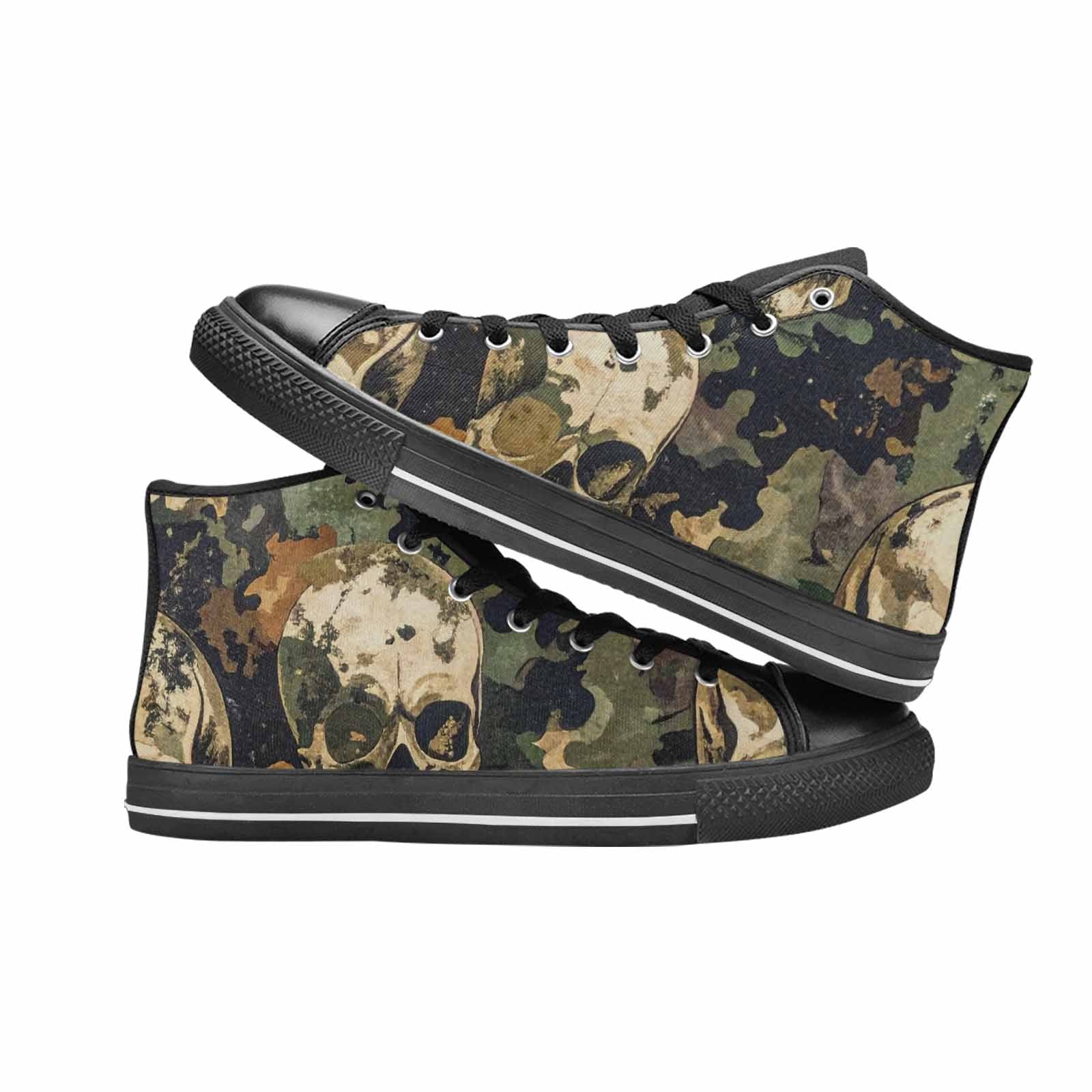 WOMEN'S Military Camo Skull High Top Canvas Vibrant Chaos Custom Shoes