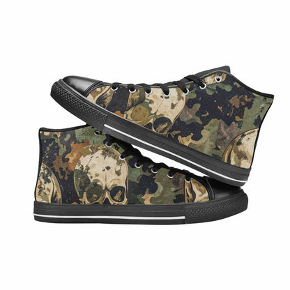 WOMEN'S Military Camo Skull High Top Canvas Vibrant Chaos Custom Shoes