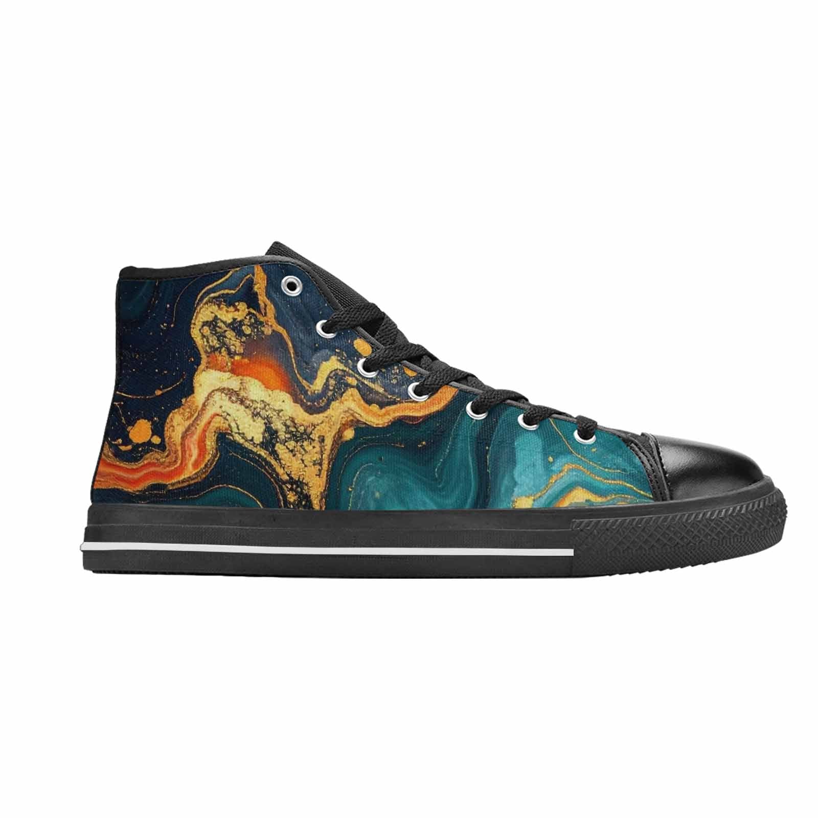 MEN'S Marble Dark High Top Canvas Vivid Shoes