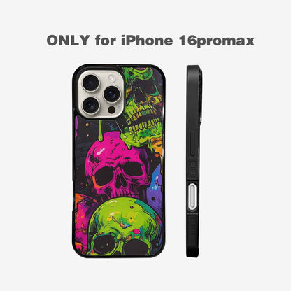 iPhone 16 Pro Max Case — Vibrant Camo 1000\'s Of Skeletons Neon, Original Design Phone Case