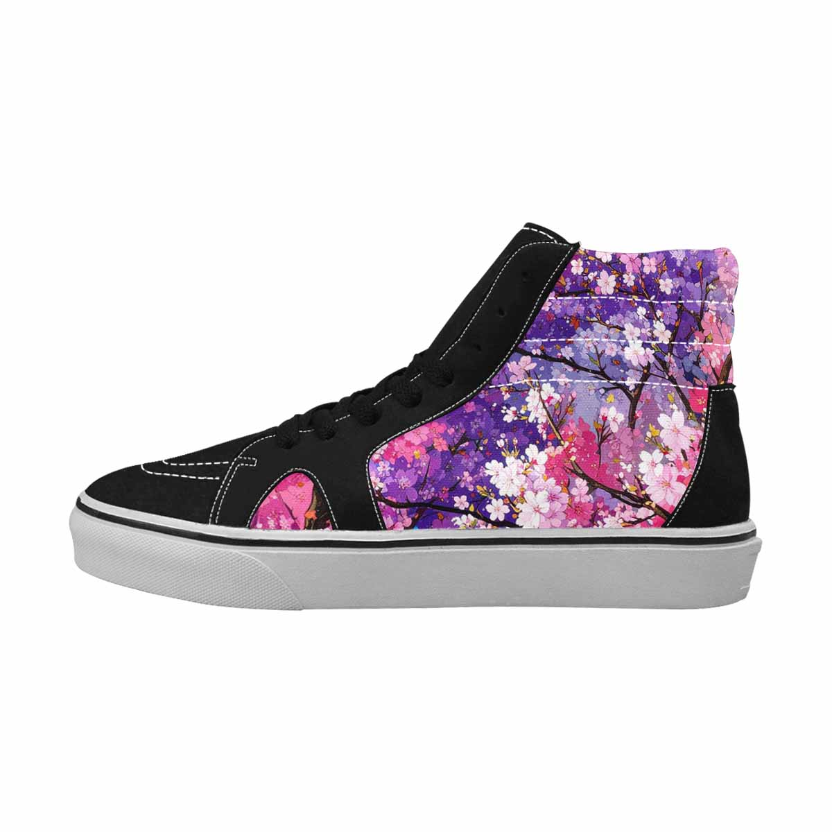 MEN'S Cherry Blossom Branch High Top Canvas Neon Fantasy Custom Shoes