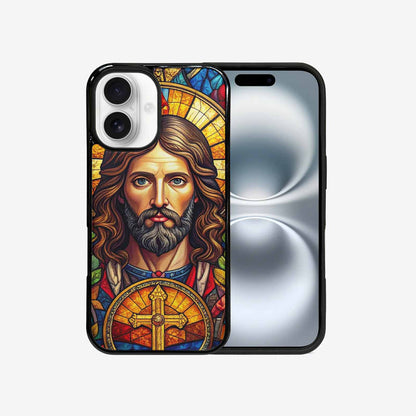 iPhone 16 Case — Jesus Face Small Cross And Faith, Custom Art Phone Cover
