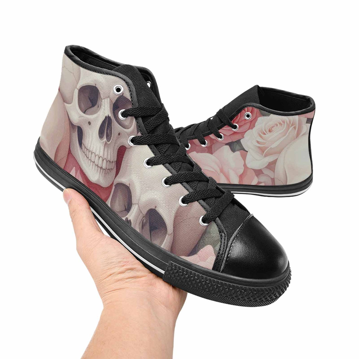 WOMEN'S Skulls Roses Soft Airbrush High Top Canvas Y2K Custom Shoes