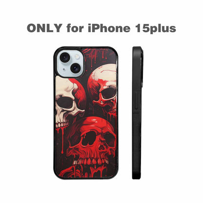 iPhone 15 Plus Case — 1000\'s Of Skulls Overlapping Eachother Everywhere, Unique Phone Case Design