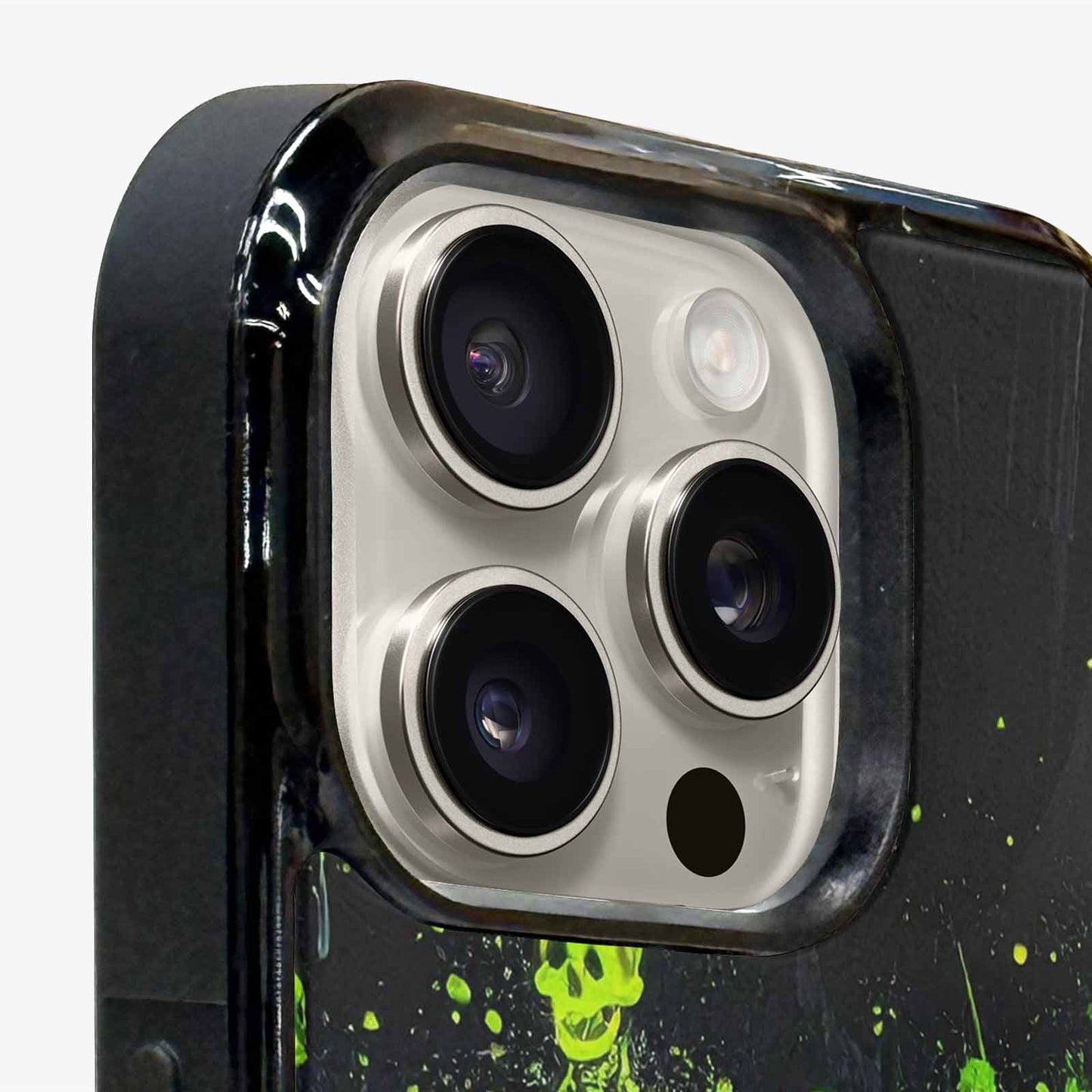 iPhone 15 Pro Max Case — Skeletons Neon Green Glow Skeletons Pattern, Custom Print Case Cover