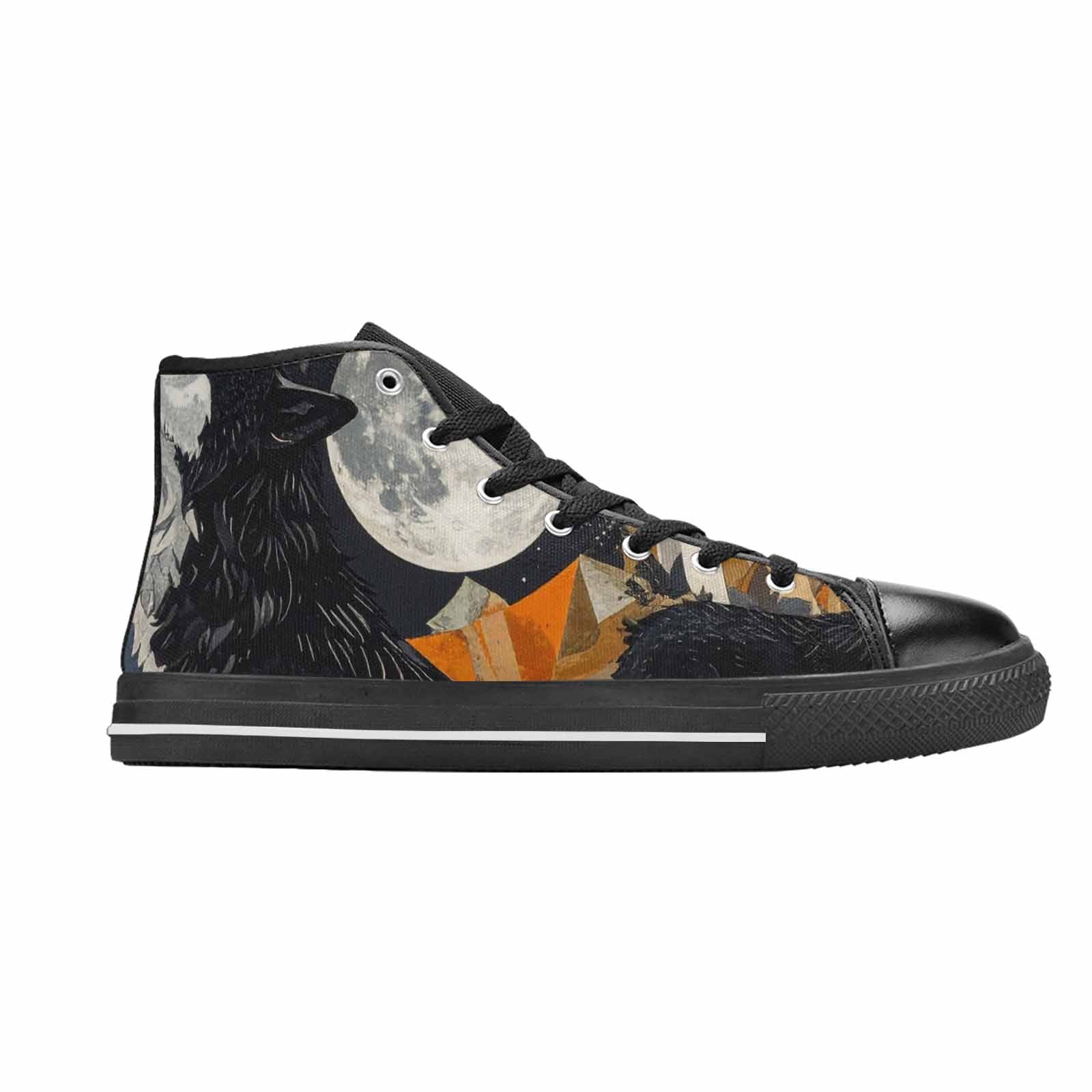 WOMEN'S Wolf Silhouette Moon High Top Canvas Aesthetic Custom Shoes