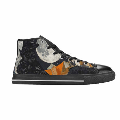 WOMEN'S Wolf Silhouette Moon High Top Canvas Aesthetic Custom Shoes