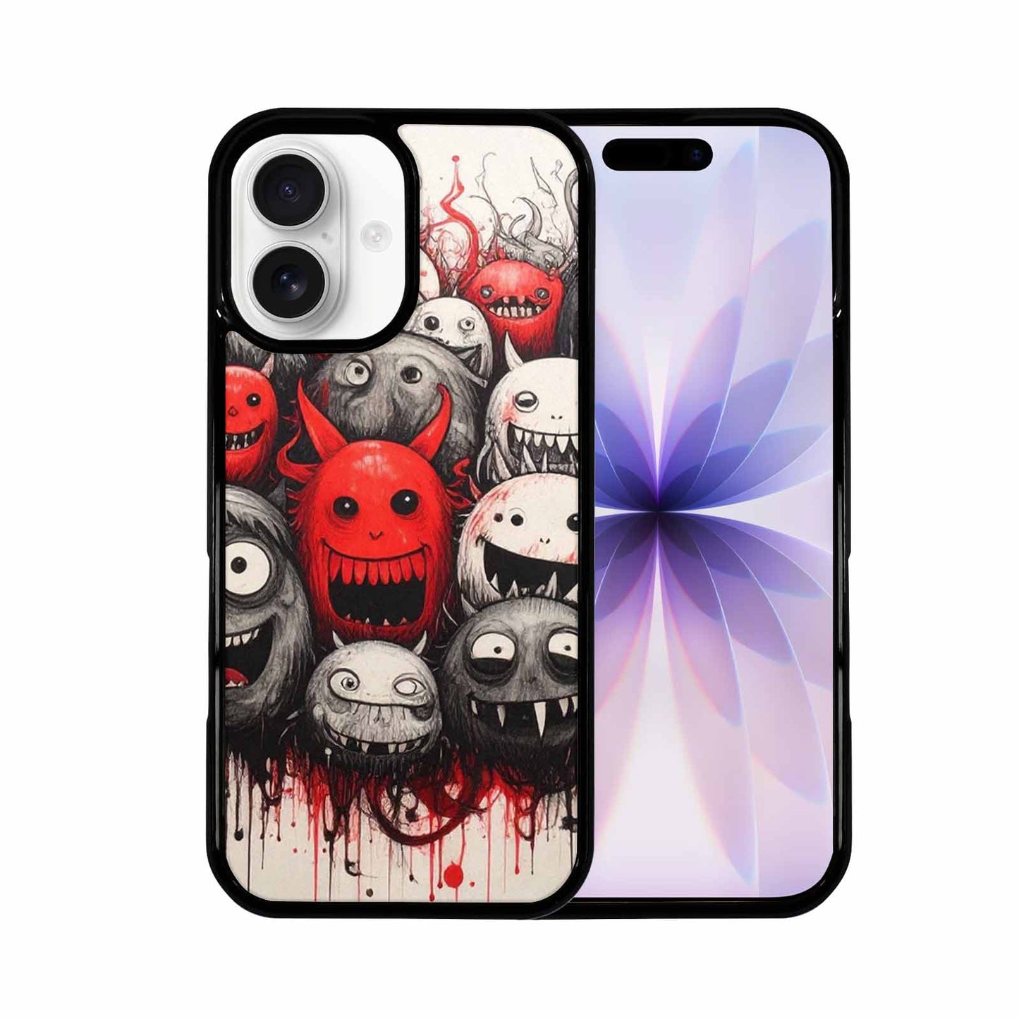 iPhone 17 Case — Black &amp; Red Ink Cartoon Cute, Custom Printed Phone Case