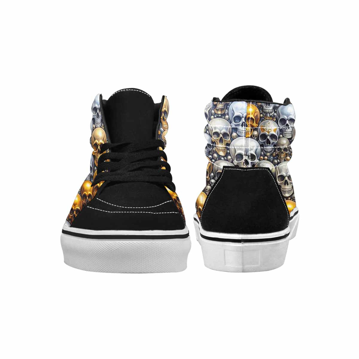WOMEN'S Skulls - Metallic-Chrome- High Top Canvas Y2K Custom Shoes