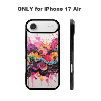 iPhone 17 Air Case — Tie Dye Swirls Black Pink Tie, Custom Print Case Cover