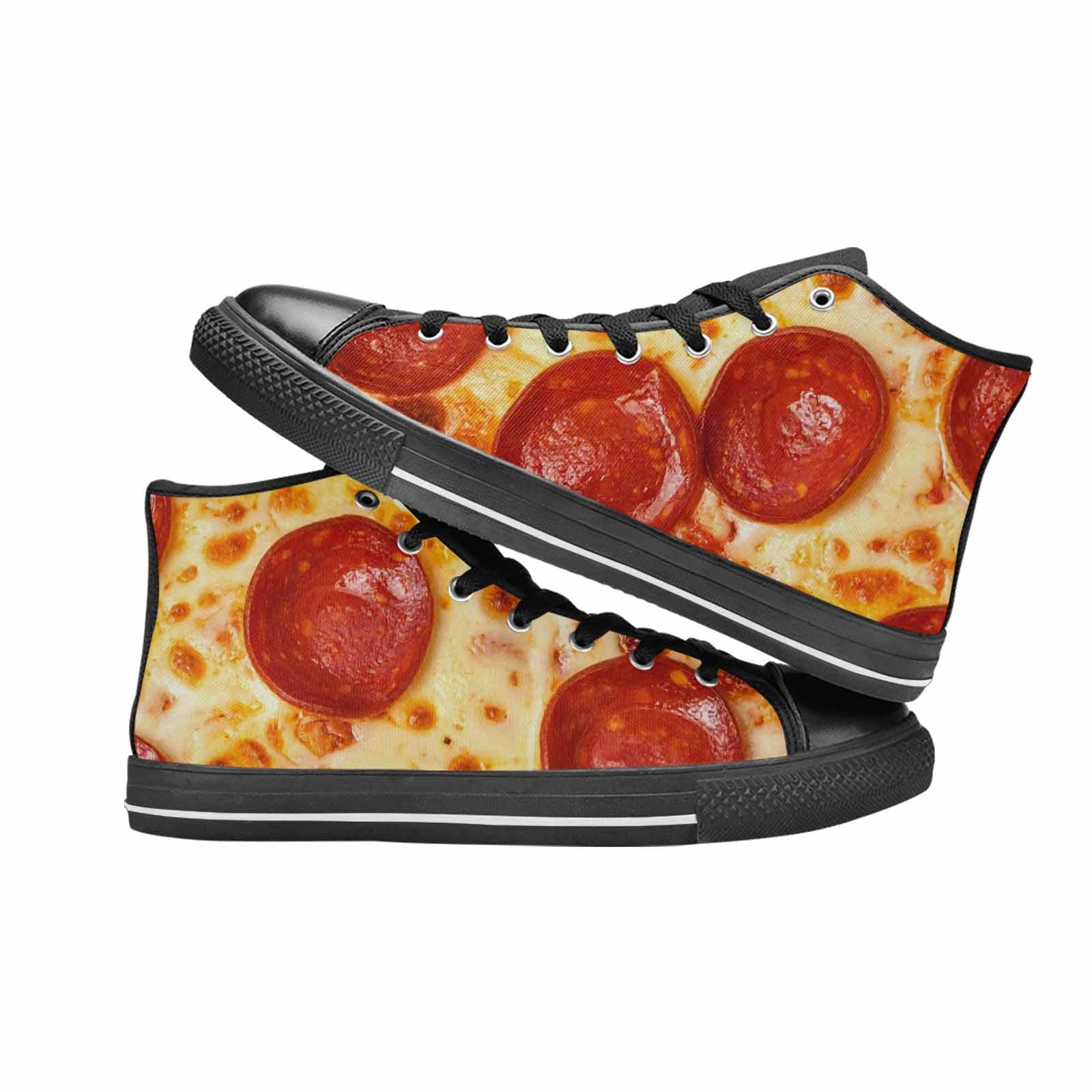 MEN'S Pepperoni Pizza Print High Top Canvas Grunge Sneakers