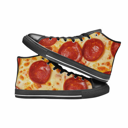 MEN'S Pepperoni Pizza Print High Top Canvas Grunge Sneakers