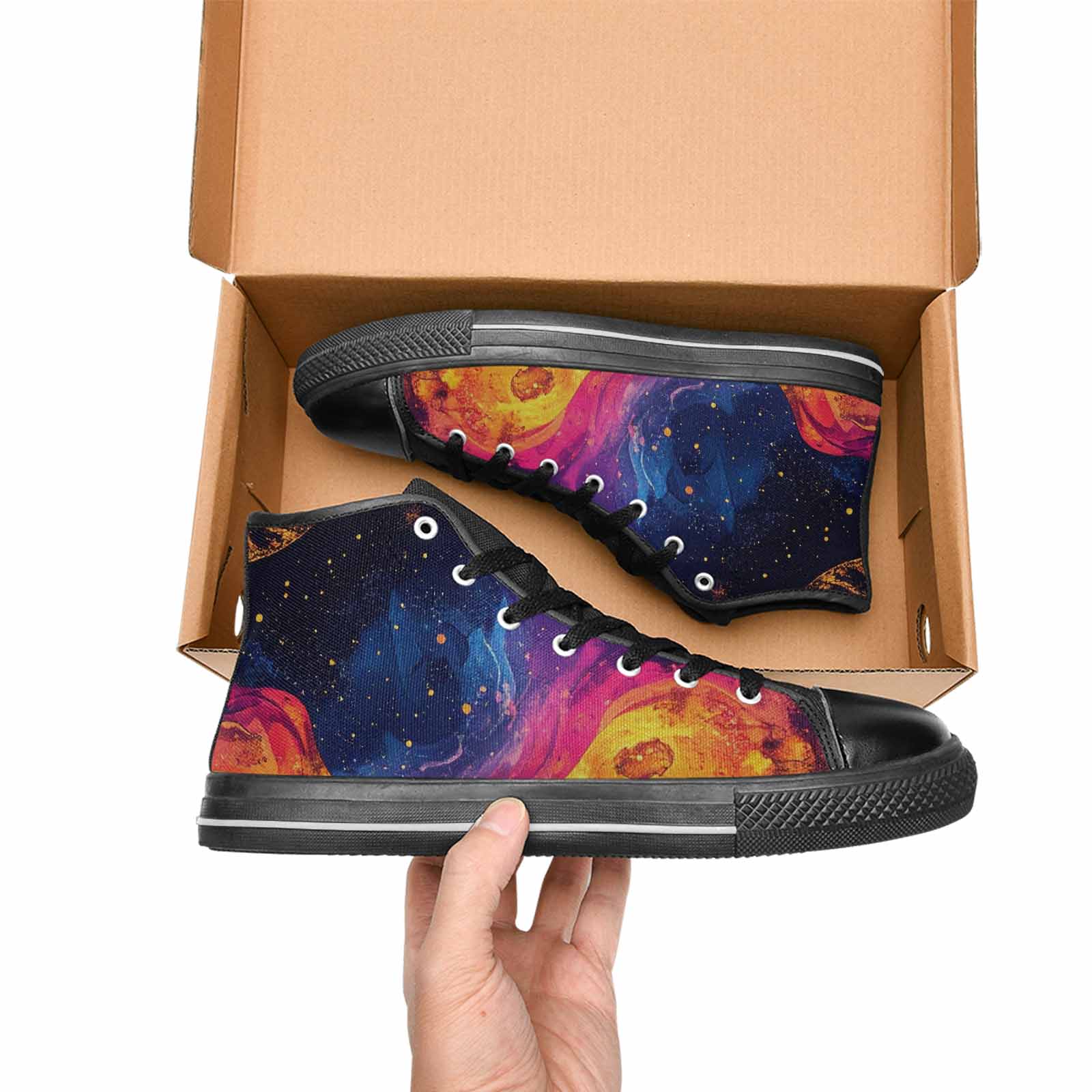 MEN'S Galaxy Snake Print High Top Canvas Vivid Sneakers