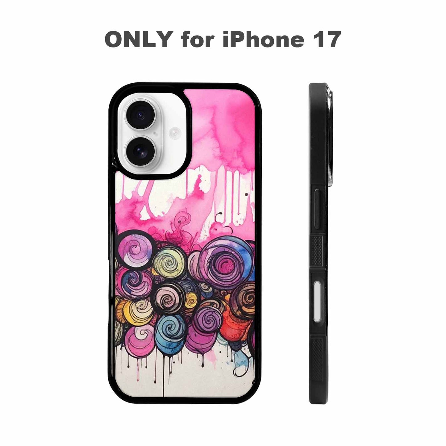 iPhone 17 Case — Tie Dye Swirls Black Tie Dye, Custom Phone Case