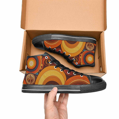MEN'S Groovy 70S Peace High Top Canvas Vibrant Chaos Shoes