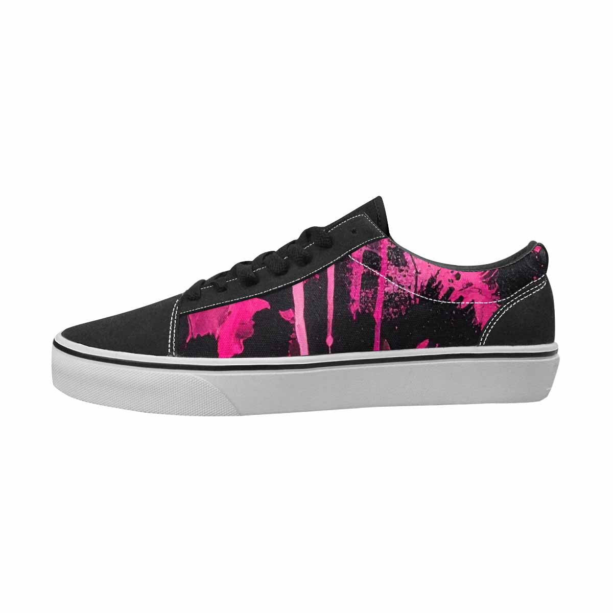 WOMEN'S Leopard Black & Pink Ink Canvas Artist-designed Vibrant Chaos Custom Sneakers
