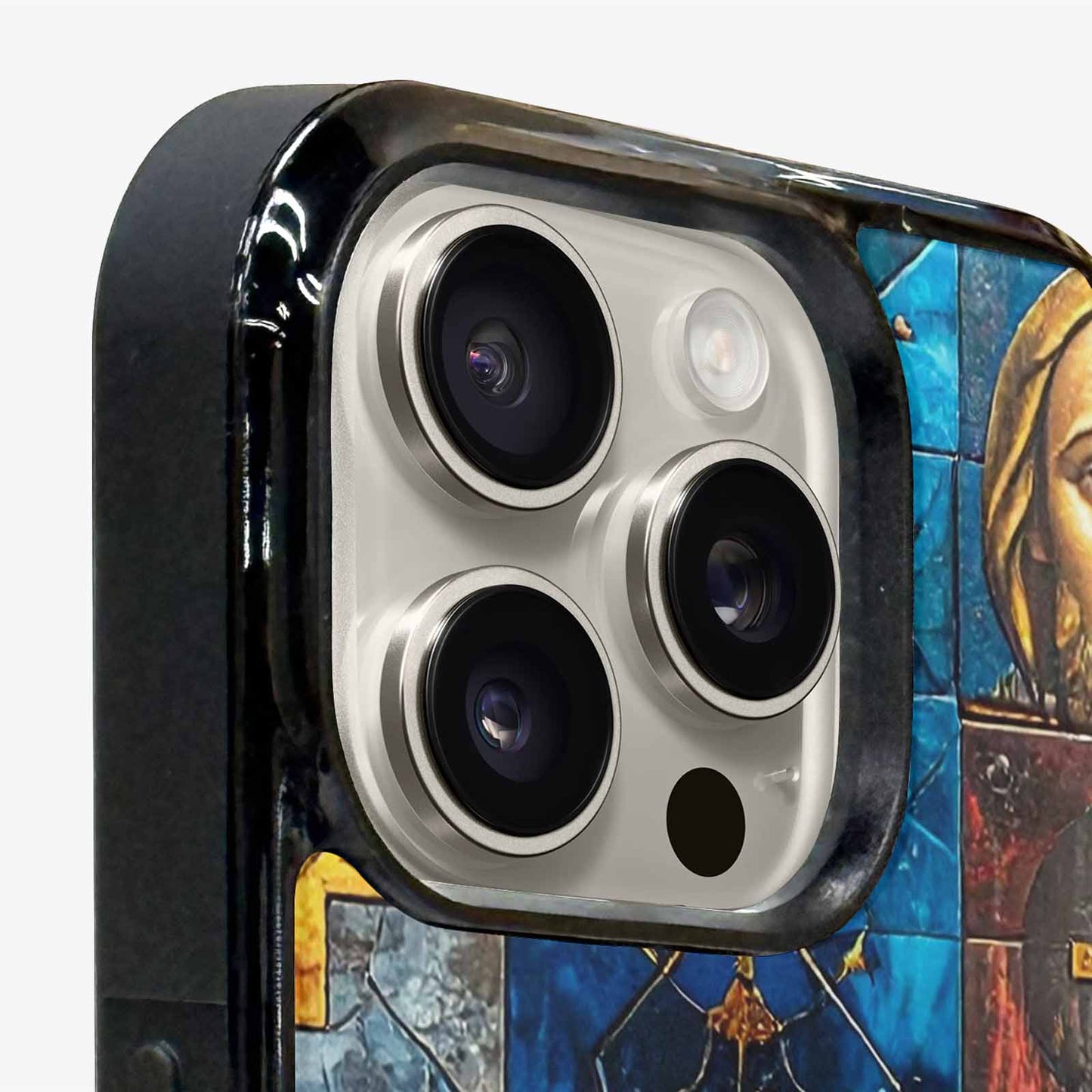 iPhone 16 Pro Case — Jesus Face Small Cross And Faith, Custom Made Phone Cover