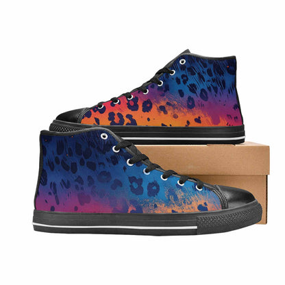 MEN'S Leopard Print Gradient High Top Canvas Surreal Sneakers