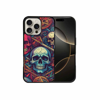 iPhone 16 Pro Max Case — Sacred Geometry Lots Of Skulls Seamless, Unique Phone Case Design