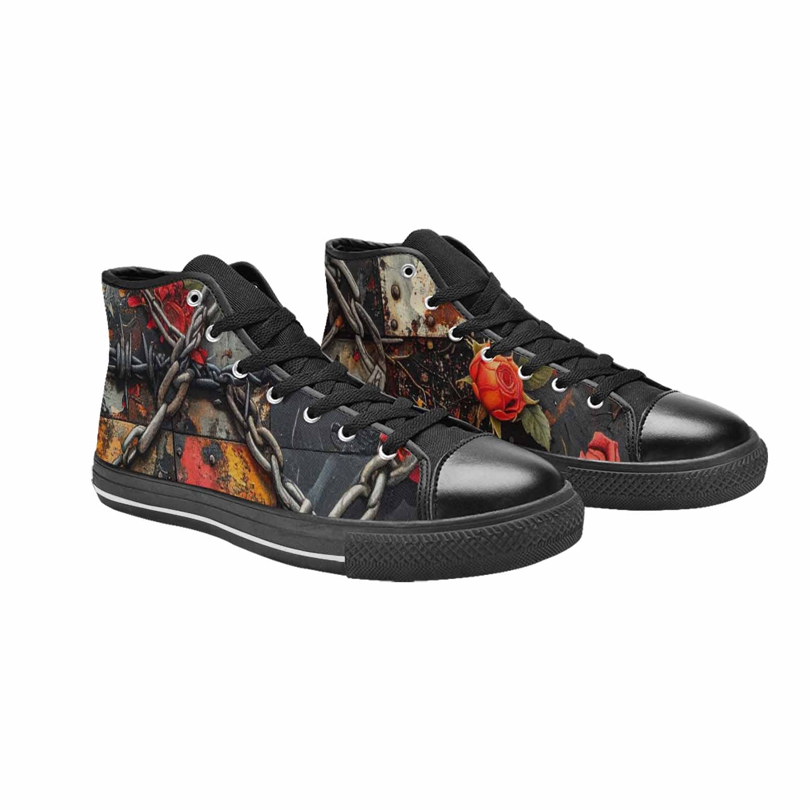 WOMEN'S Barbed Wire Chain High Top Canvas Neon Fantasy Custom Sneakers