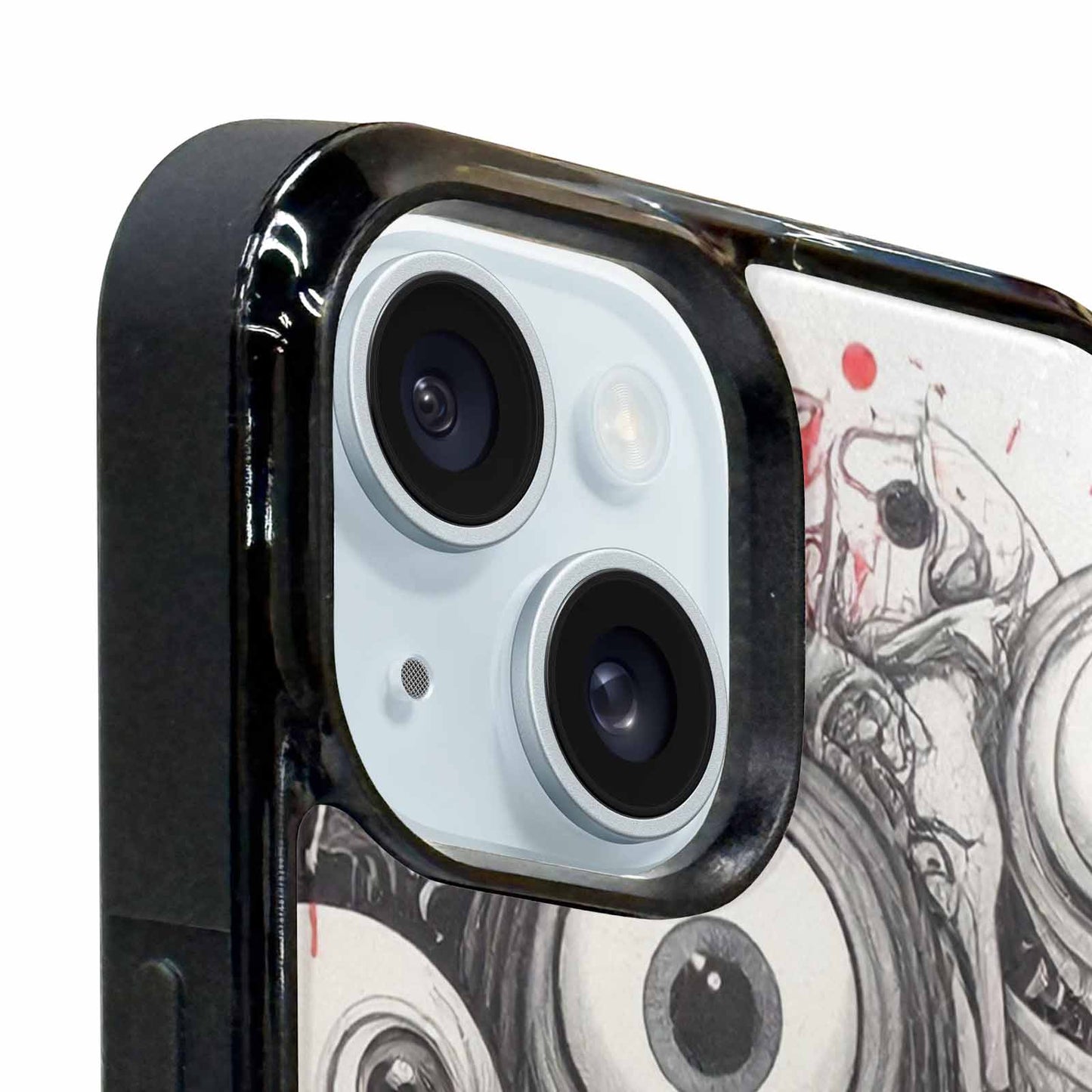 iPhone 15 Plus Case — Multi Eye Monster Black Red Ink, Custom Print Case Cover