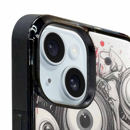 iPhone 15 Plus Case — Multi Eye Monster Black Red Ink, Custom Print Case Cover