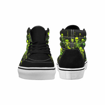 MEN'S Skeletons × Neon Green High Top Canvas Aesthetic Custom Shoes