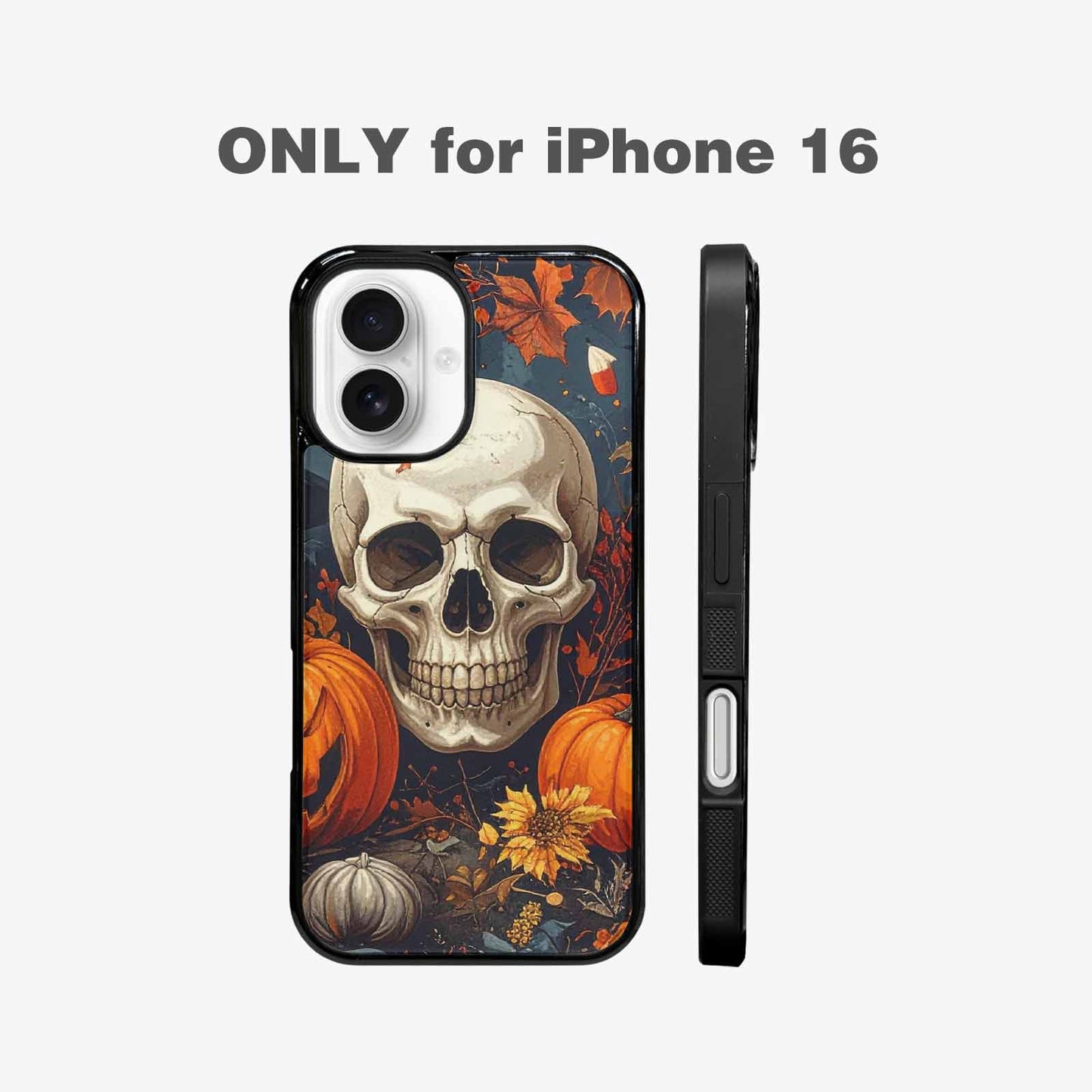 iPhone 16 Case — Halloween Skulls Pumpkins Custom, Customized Protective Case