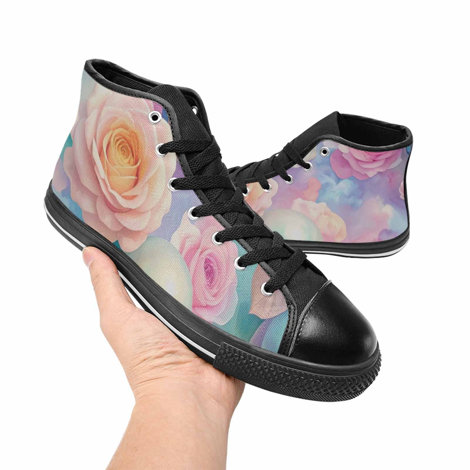 MEN'S Skulls Roses Candy Airbrush High Top Canvas Cottagecore Custom Shoes