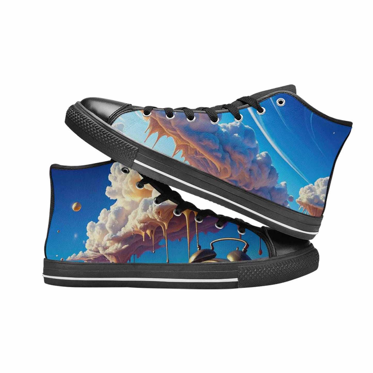 WOMEN'S Surrealist Desert Dreamscape High Top Canvas Neon Fantasy Custom Sneakers