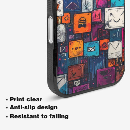 iPhone 16 Case — Hand Drawn Icon Doodle Pattern Hundreds, Unique Phone Case Design