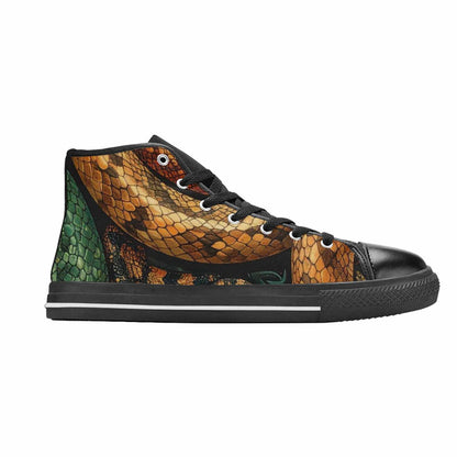 MEN'S Snake Skin Reptile High Top Canvas Neon Fantasy Custom Sneakers