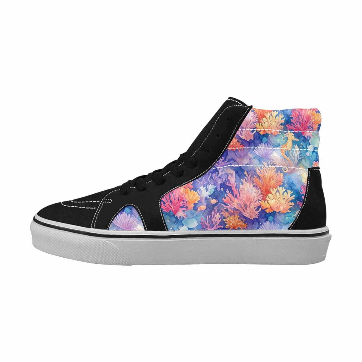 MEN'S Fish Scale Coral High Top Canvas Vibrant Chaos Sneakers