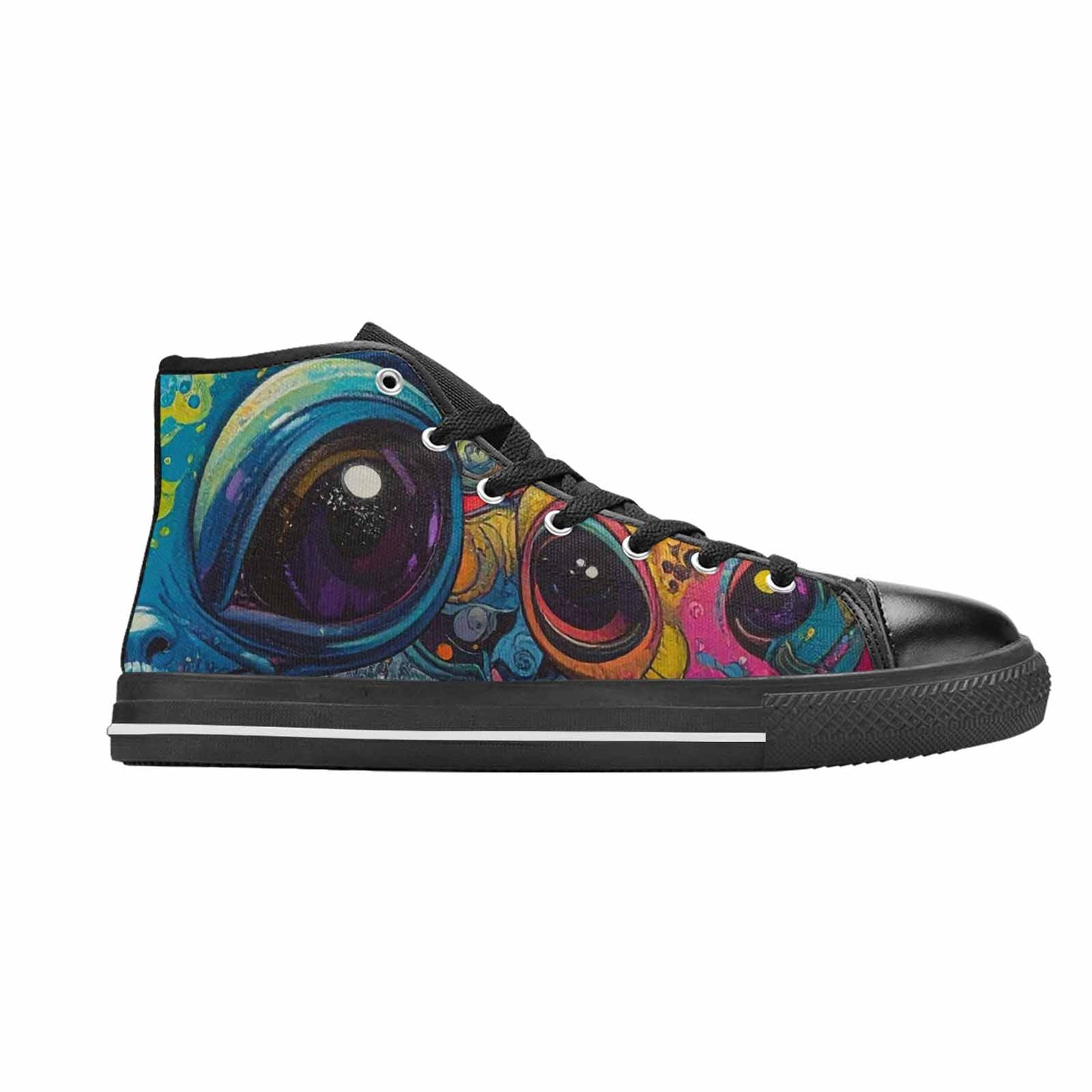 MEN'S Cartoon Alien Characters High Top Canvas Wallpaper Art Sneakers