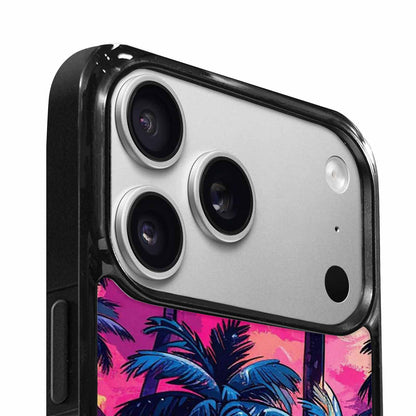 iPhone 17 Pro Case — Chrome Bling Palm Tree Original Art, Custom Art Phone Cover