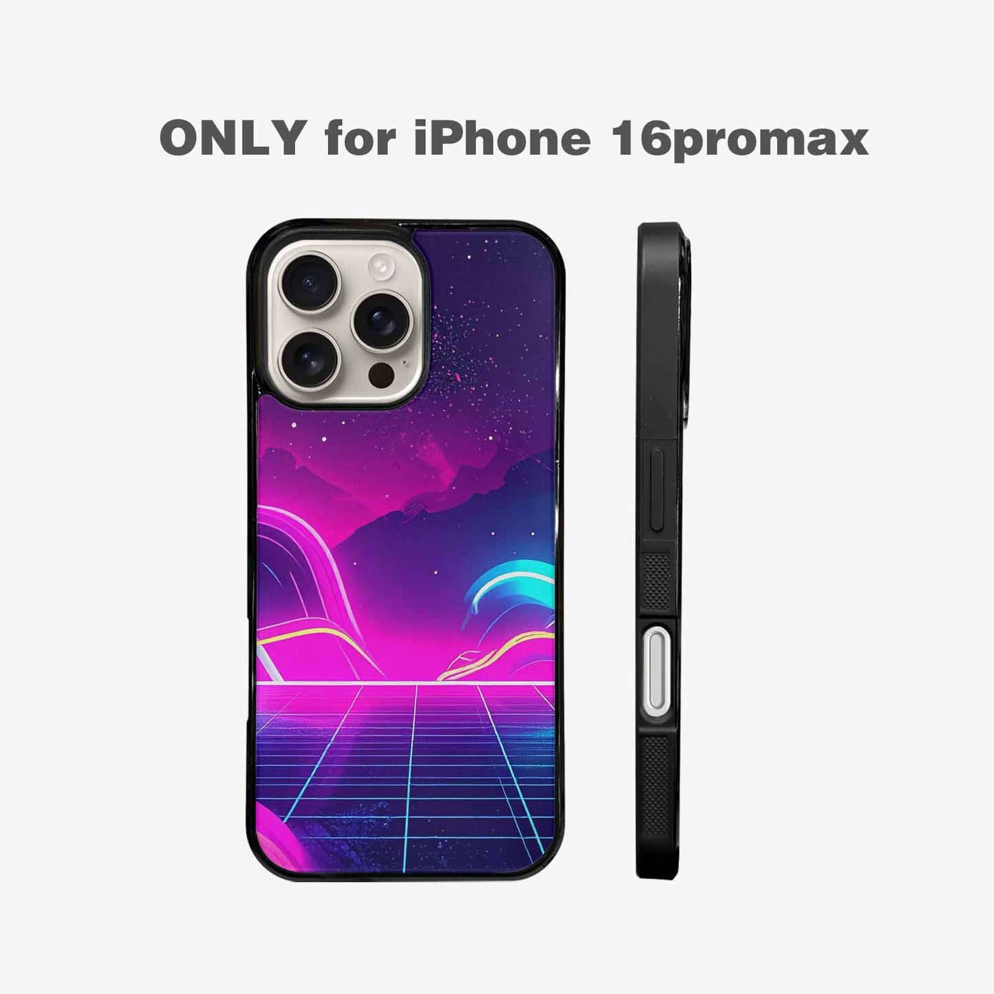 iPhone 16 Pro Max Case — 1980s Neon Cartoon Art Pattern, Custom Designed Case Cover