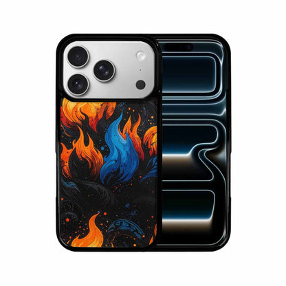 iPhone 17 Pro Case — Black Blue Ink Flame Burst Original, Customized Protective Case