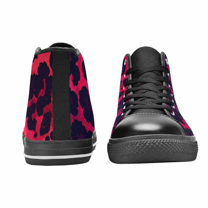 MEN'S Leopard Print Dark High Top Canvas Neon Fantasy Sneakers