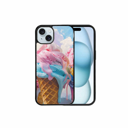 iPhone 15 Plus Case — Collage Of Overlapping Waffle Cone Icecream, Customized Protective Case