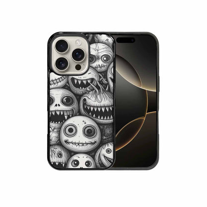 iPhone 16 Pro Case — Black And White Monster Face Collage, Personalized Phone Case