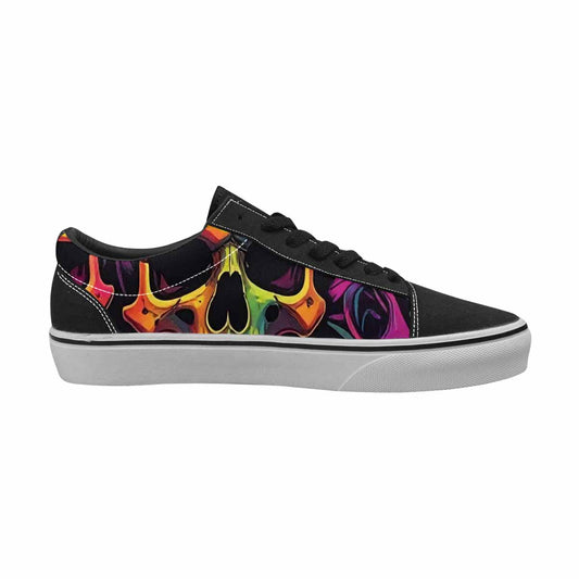 WOMEN'S 1000s Skulls Neon Camo Lace-Up Canvas Melting Art Custom Sneakers