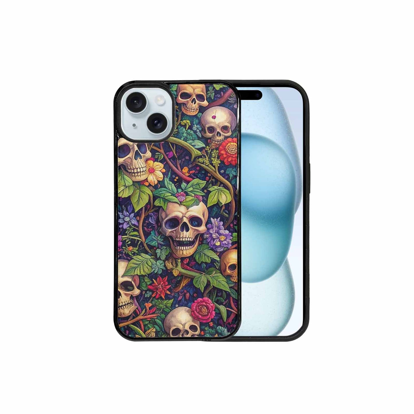 iPhone 15 Plus Case — Skulls Botanicalskulls Pattern, Custom Phone Case
